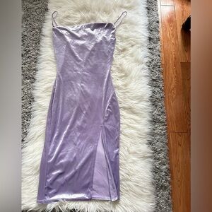 Lavender Velvet Mini Dress with Slit